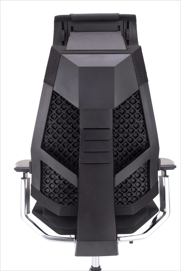 hrbet stola genidia v črnemu usnju