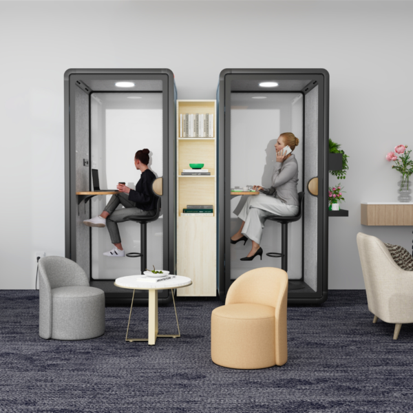 Zvocno izolirana pisarniska kabina Solo z razsvetljavo in prezracevanjem.