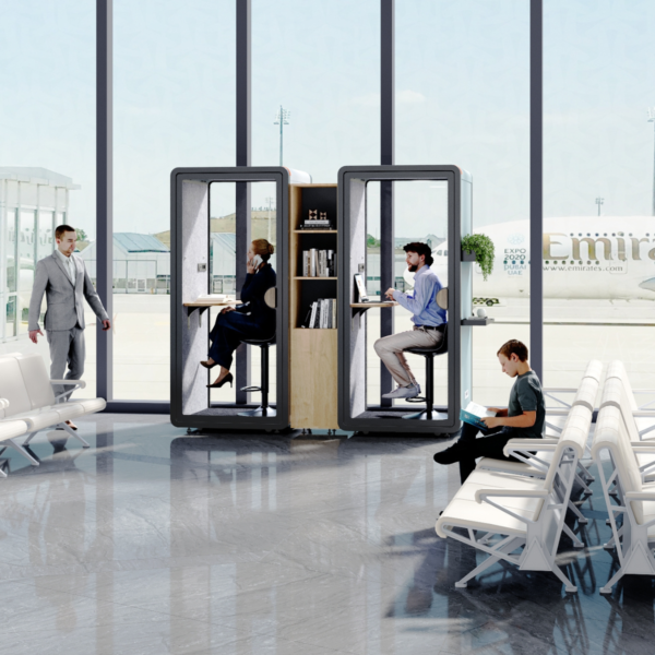 Kompaktna tiha kabina za telefoniranje in delo v odprti pisarni.